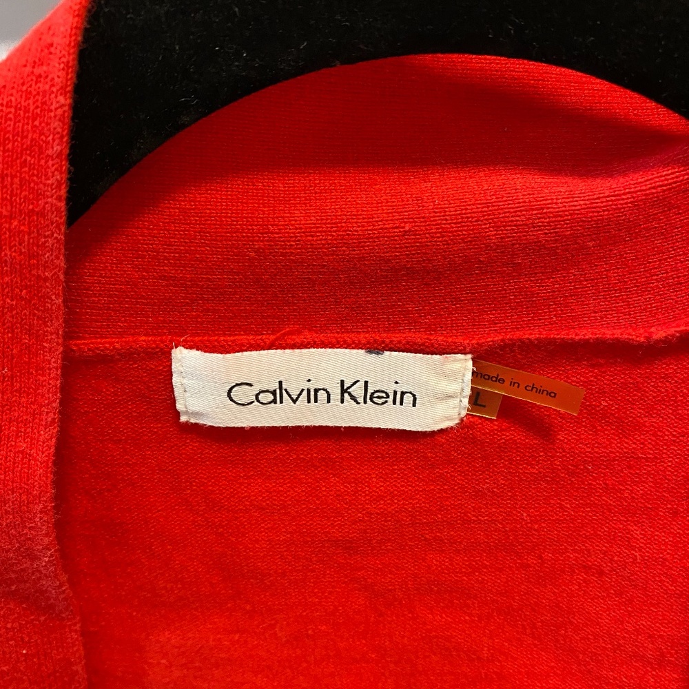 3/ $15 Red Calvin Klein cardigan size L